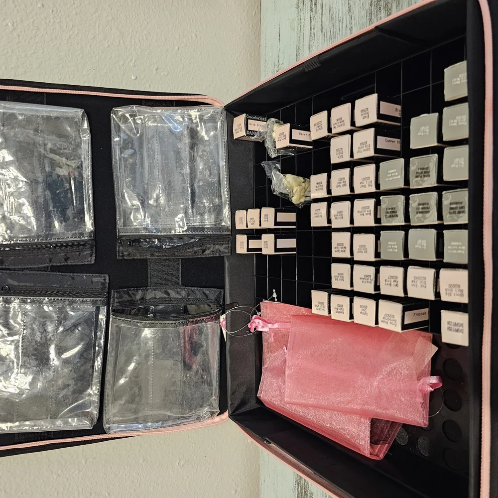 Mary Kay Black Cosmetic Bag with Pink Zipper All Three
